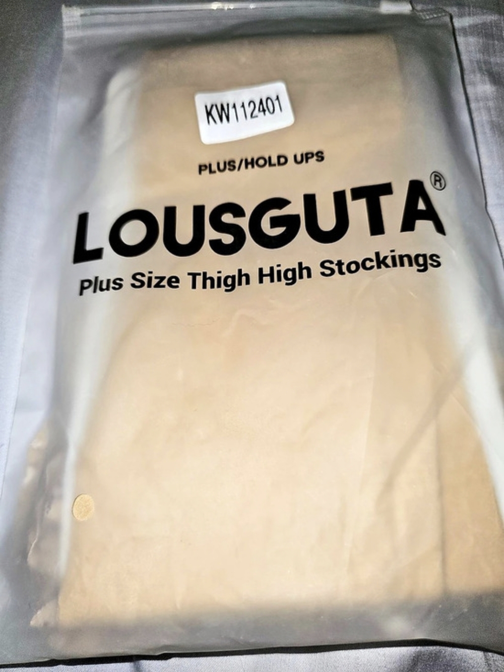 LOUSGOUTA Plus Size Thigh High Stockings Beige